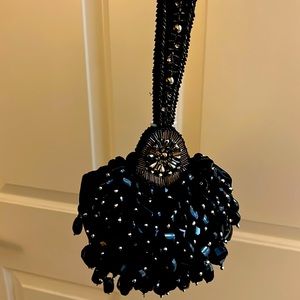 Black beaded vintage purse